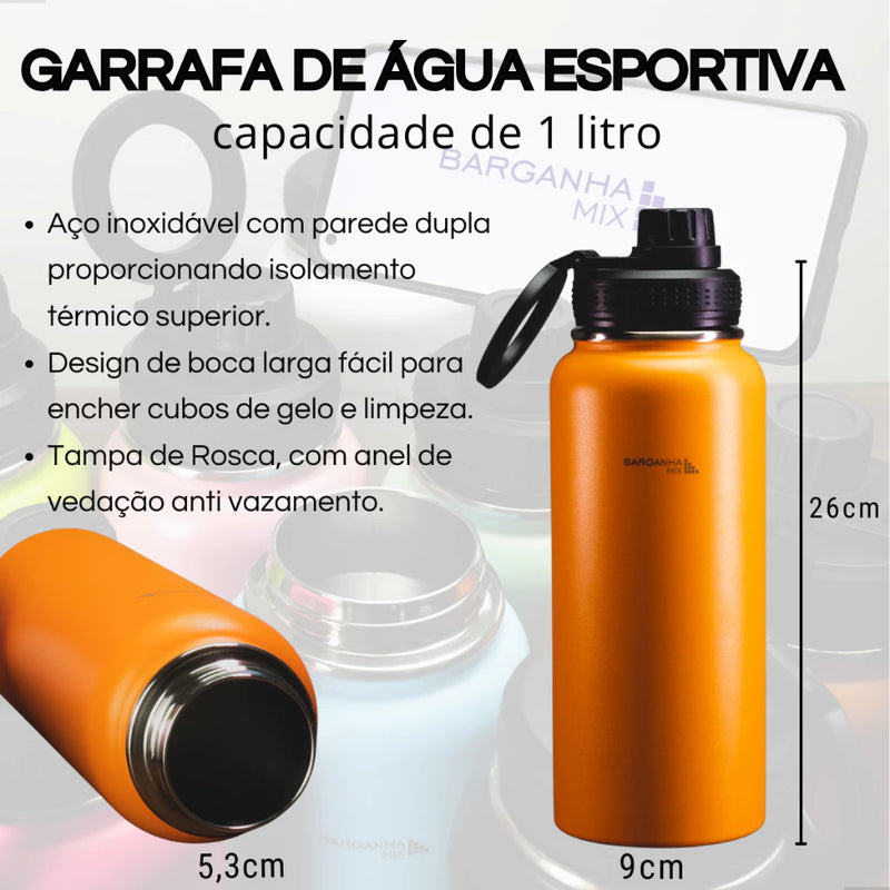 Garrafa Térmica de Aço Inox com Suporte Magnético para Celular